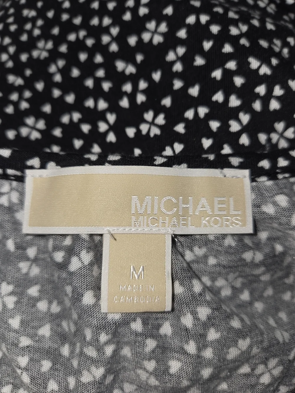 Michael Kors Black and‎ White Scoop Neck Bell Sleeve Top
